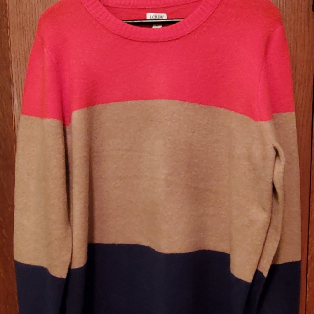 J. Crew Factory Color-Block Crewneck Sweater Extra-Soft Yarn - Brand New - XL